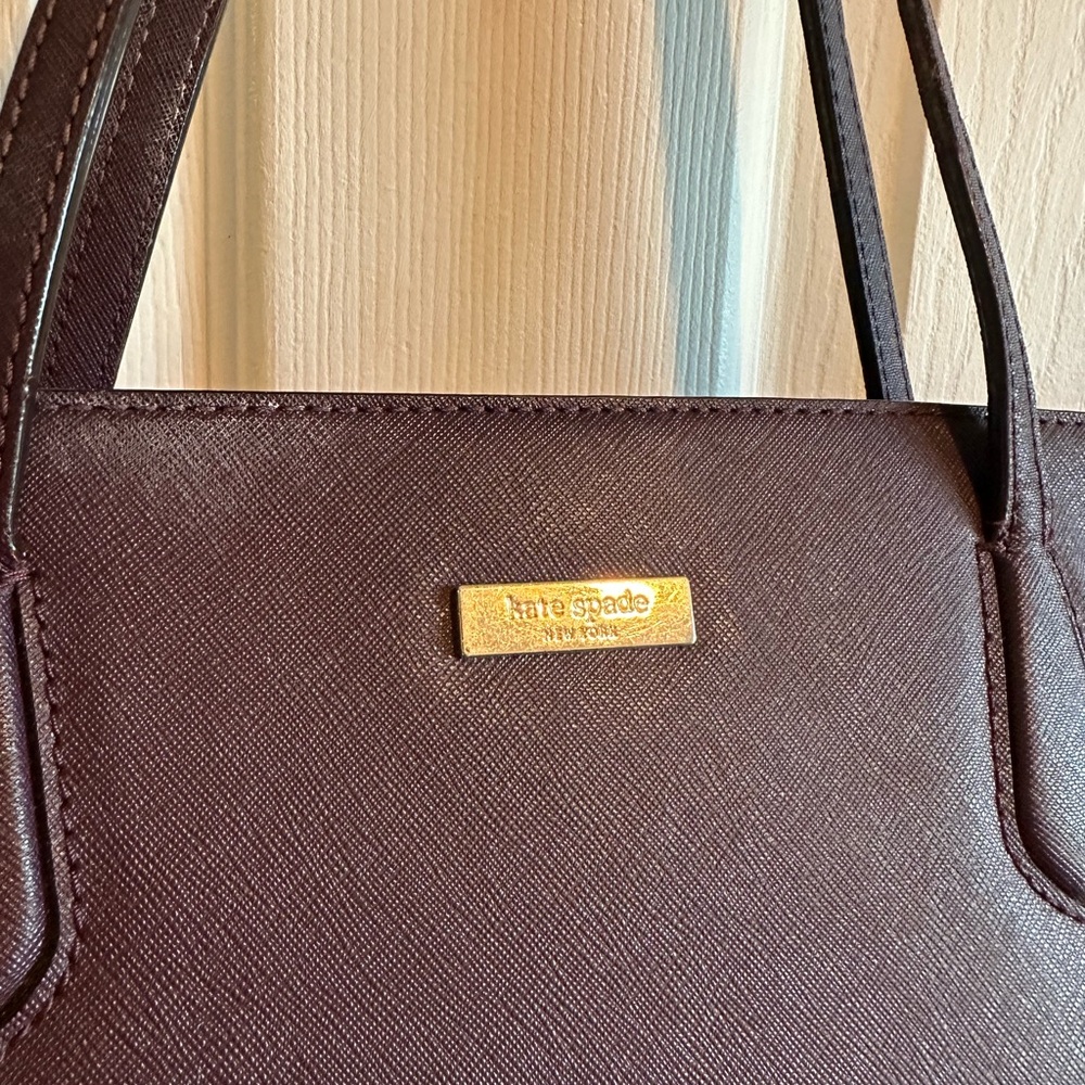 Kate Spade Purple Leather Tote Bag Elegant Design - Picture 3 of 11